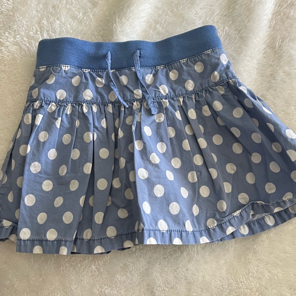 Mini Boden Blue White polka dot skirt skort 3-4